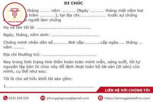 Mẫu di chúc thừa kế đất đai mới nhất
